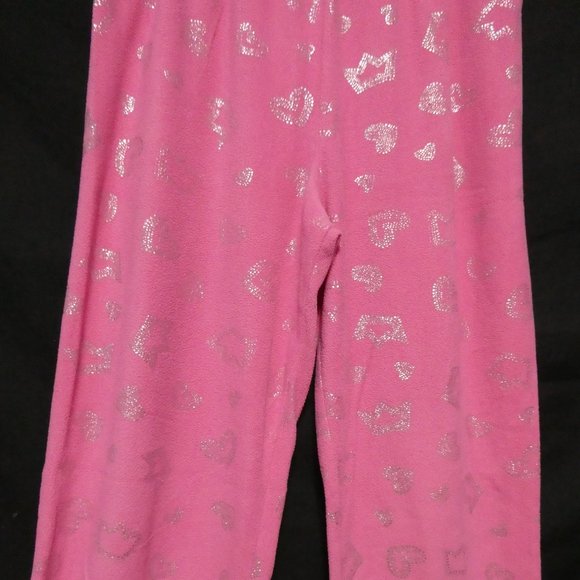 GEORGE, large (14/16) pink fleece pants, silver heart print, GUC - Picture 4 of 15
